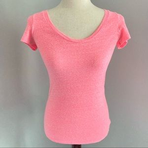 American Eagle Heathered Pink Short Sleeve Scoop Neck T-Shirt